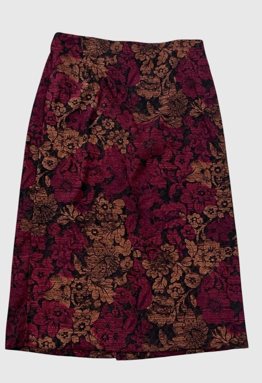 Briggs New York Skirt Vintage 90s Y2K Dark Floral Rustic Bloomcore size 16P